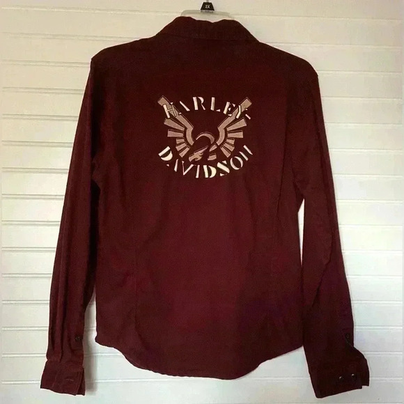 Harley-Davidson embroidered shirt Maroon Size Medium - Picture 5 of 10